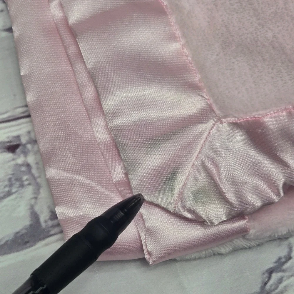Terrytown BMW Baby Blanket Pink Plush Fleece Satin Trim Embroidered Logo 30x40